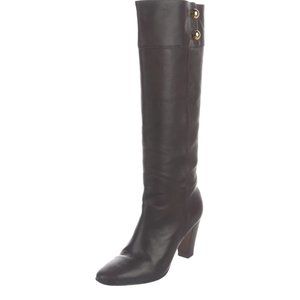 Kate spade tall black leather heeled boot, size 7.5